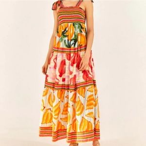 NEW HOUSE of HARLOW 1960 Fruits and Scarves Tiered Tropical dress